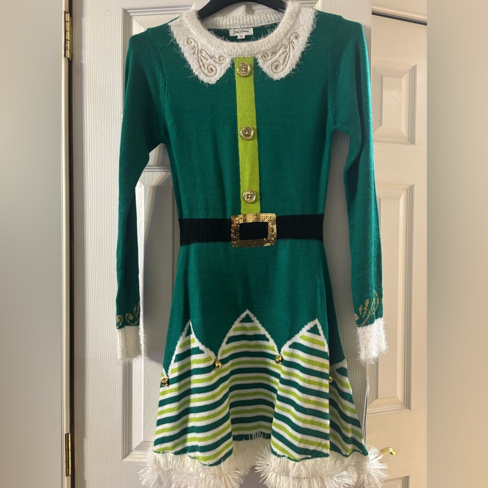 Kohl's Festive Green and White Elf Costume Dress